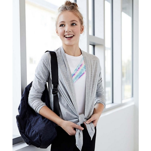 Ivivva by Lululemon Four's A Charm Wrap Cardigan Shirt Size 8 Grey - Picture 2 of 16